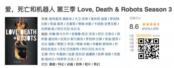 《爱，死亡和机器人》第三季豆瓣评分8.6：口碑提升！