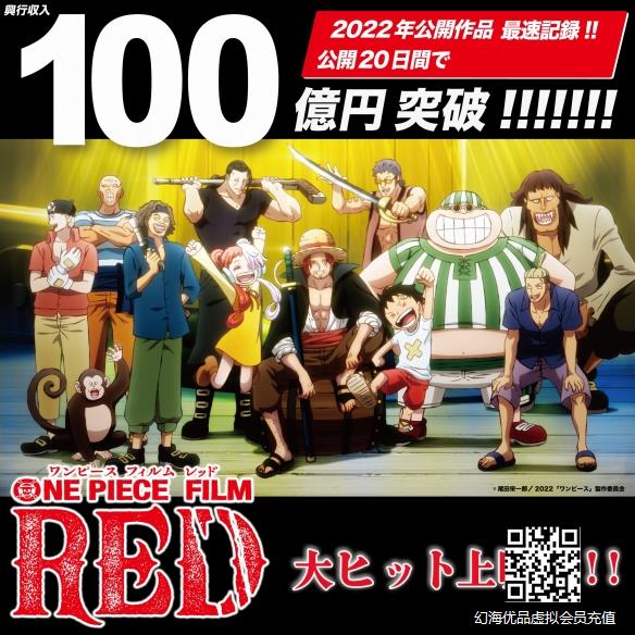 《海贼王FILM RED》上映仅20天 票房突破100亿日元