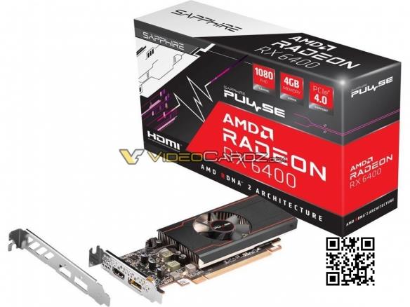 蓝宝石AMD RX 6400 PULSE 显卡曝光：53W的半高刀卡