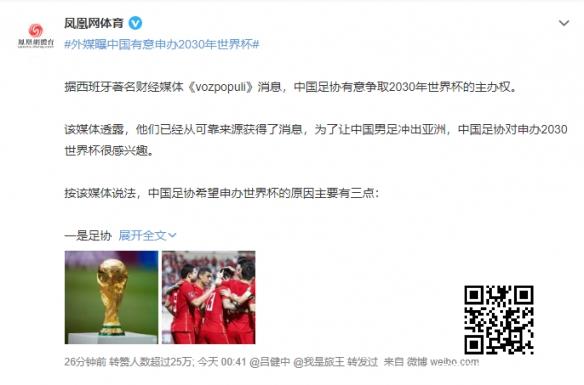 外媒曝中国有意申办2030年世界杯！网友：花钱丢人？